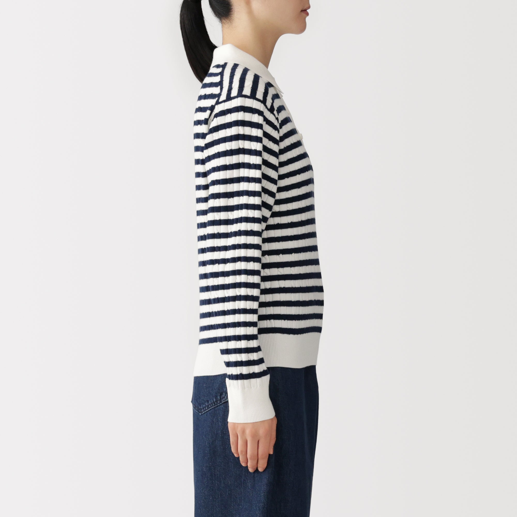 Cotton Blend Polo Sweater
