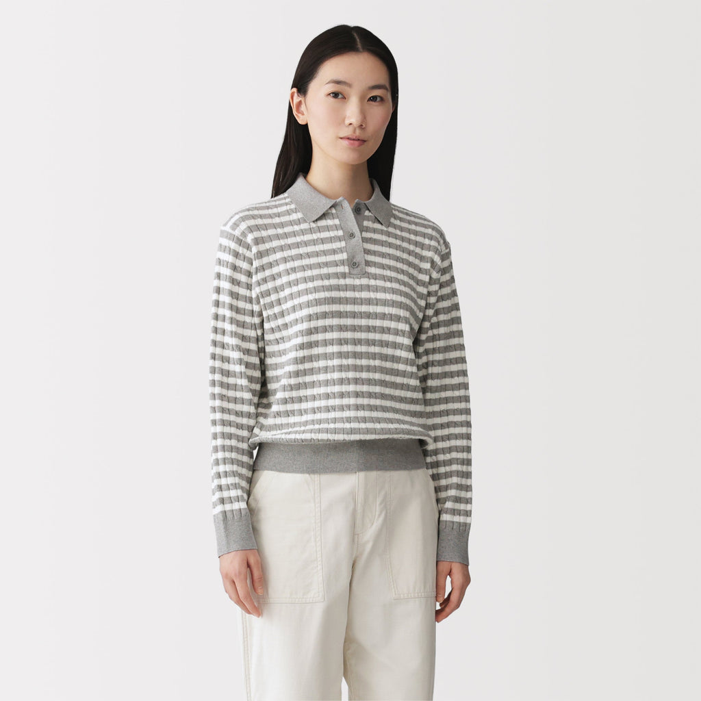 Cotton Blend Polo Sweater