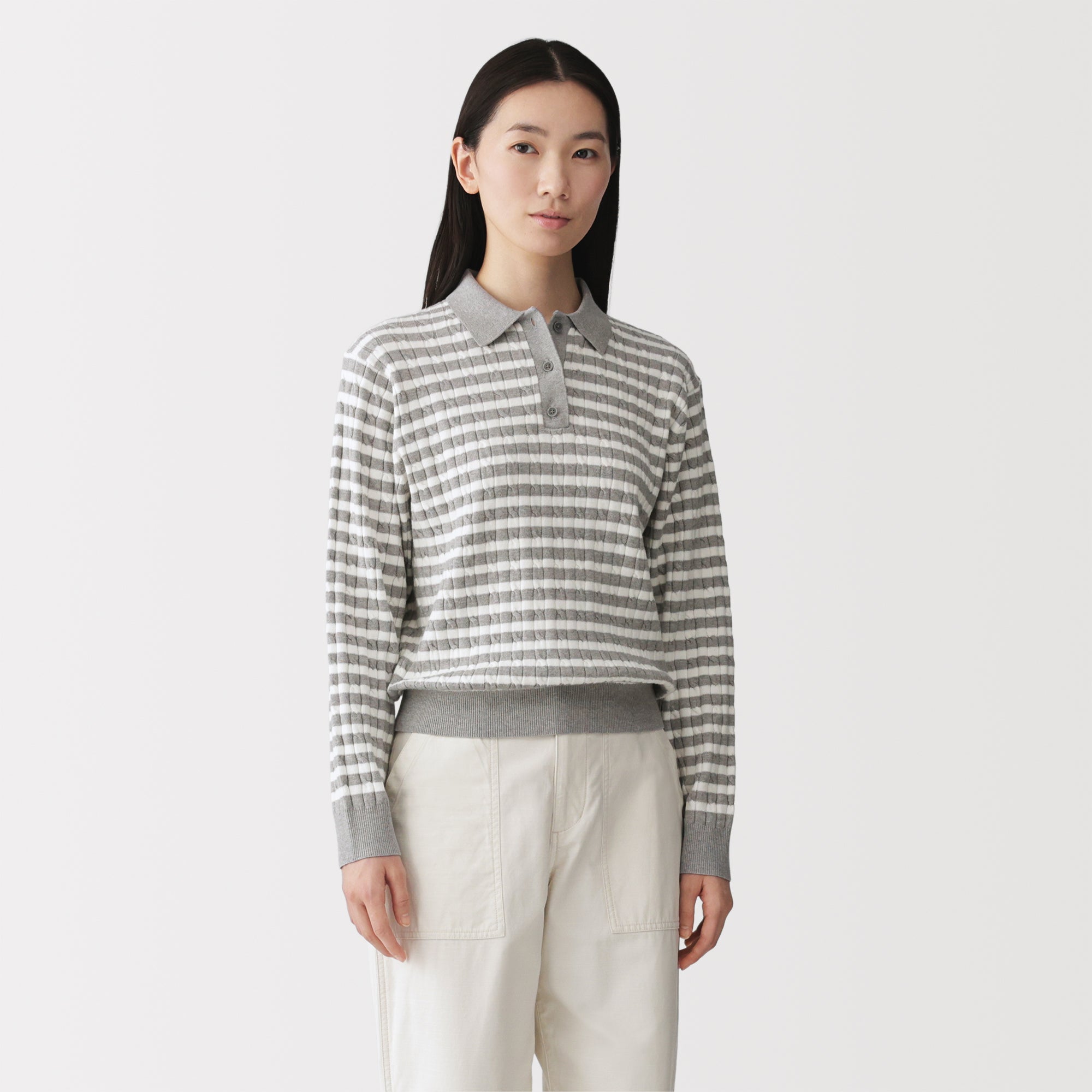 Cotton Blend Polo Sweater