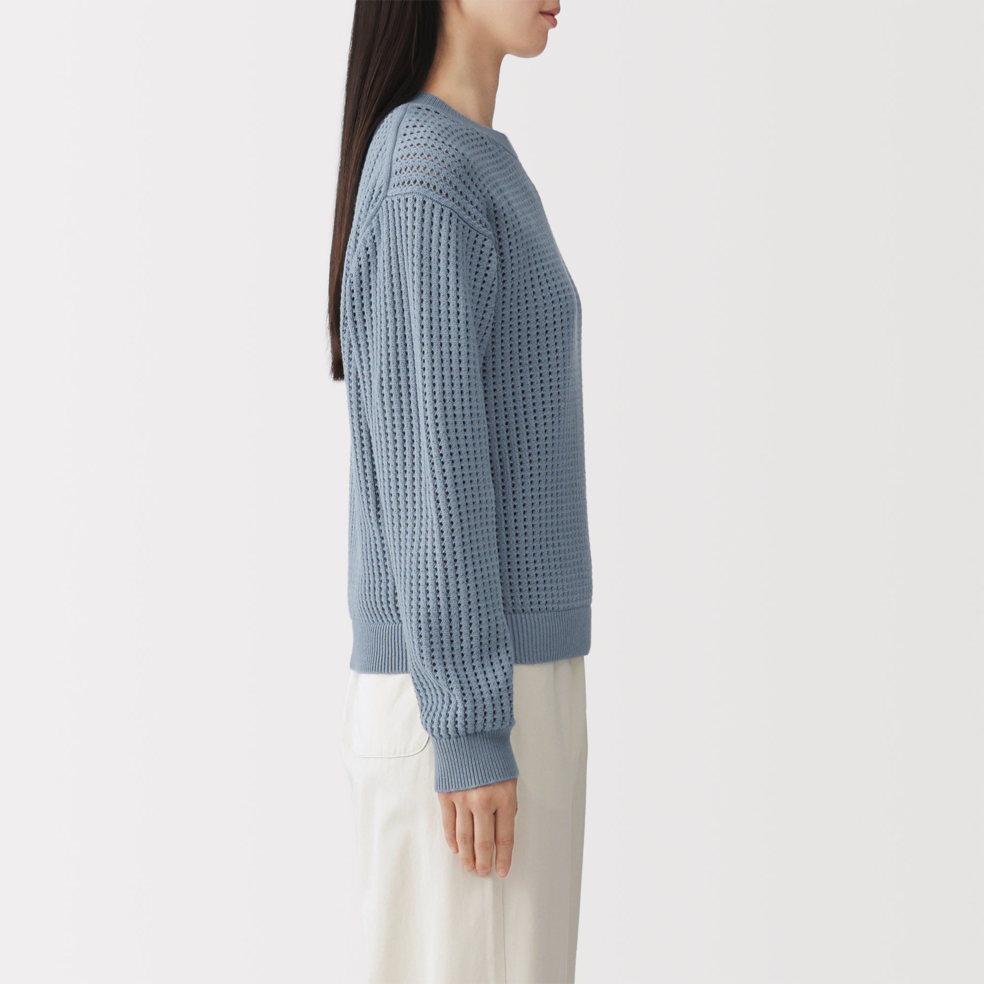 Cotton Blend Mesh Sweater