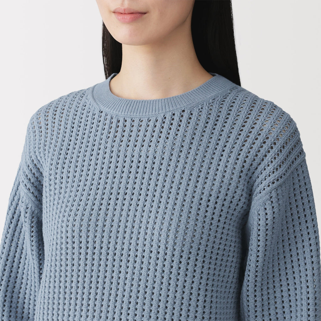 Cotton Blend Mesh Sweater
