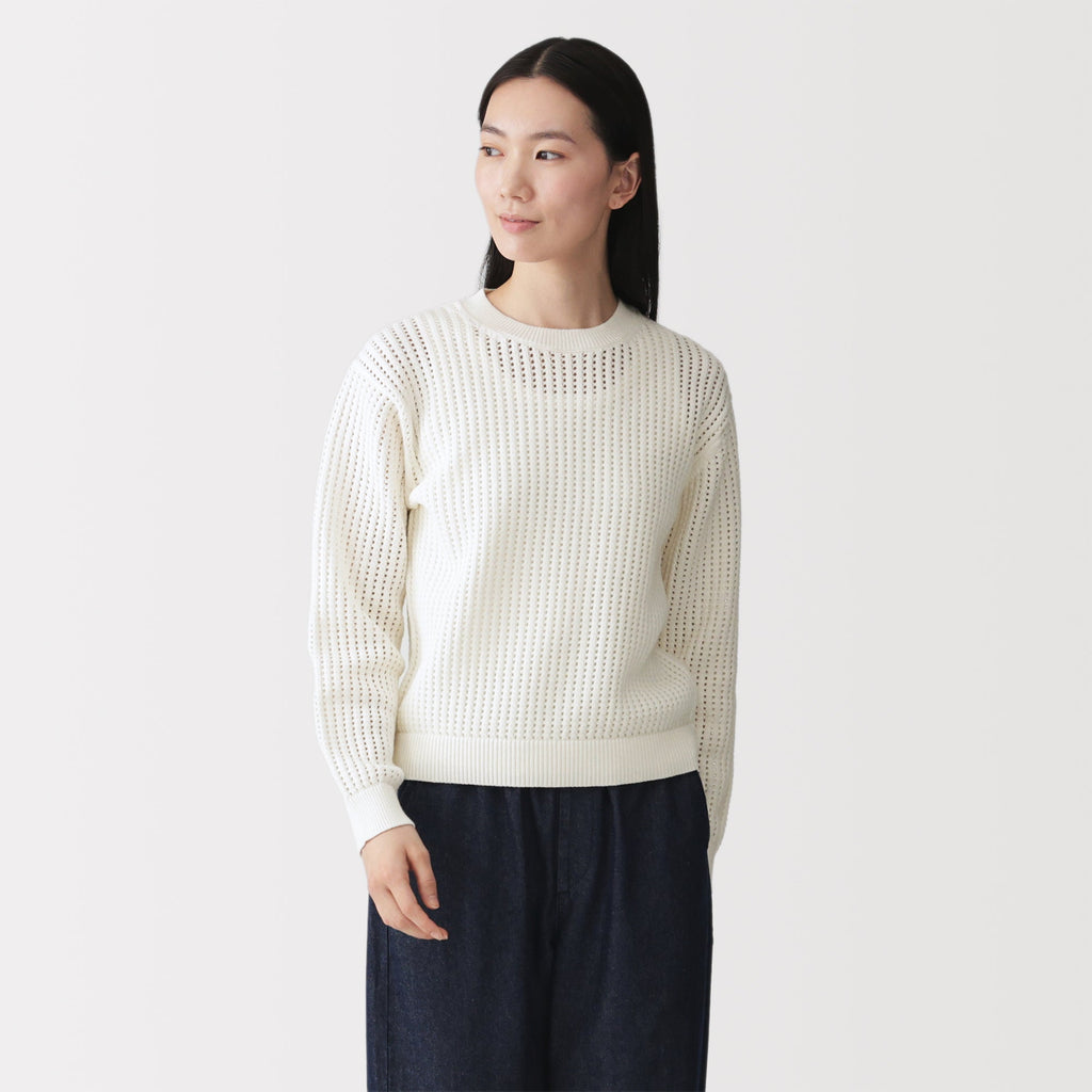 Cotton Blend Mesh Sweater