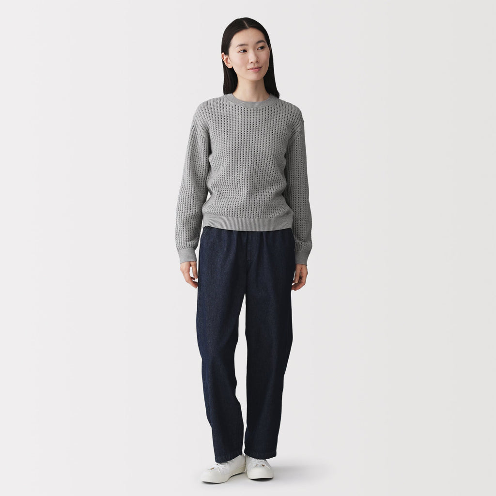 Cotton Blend Mesh Sweater