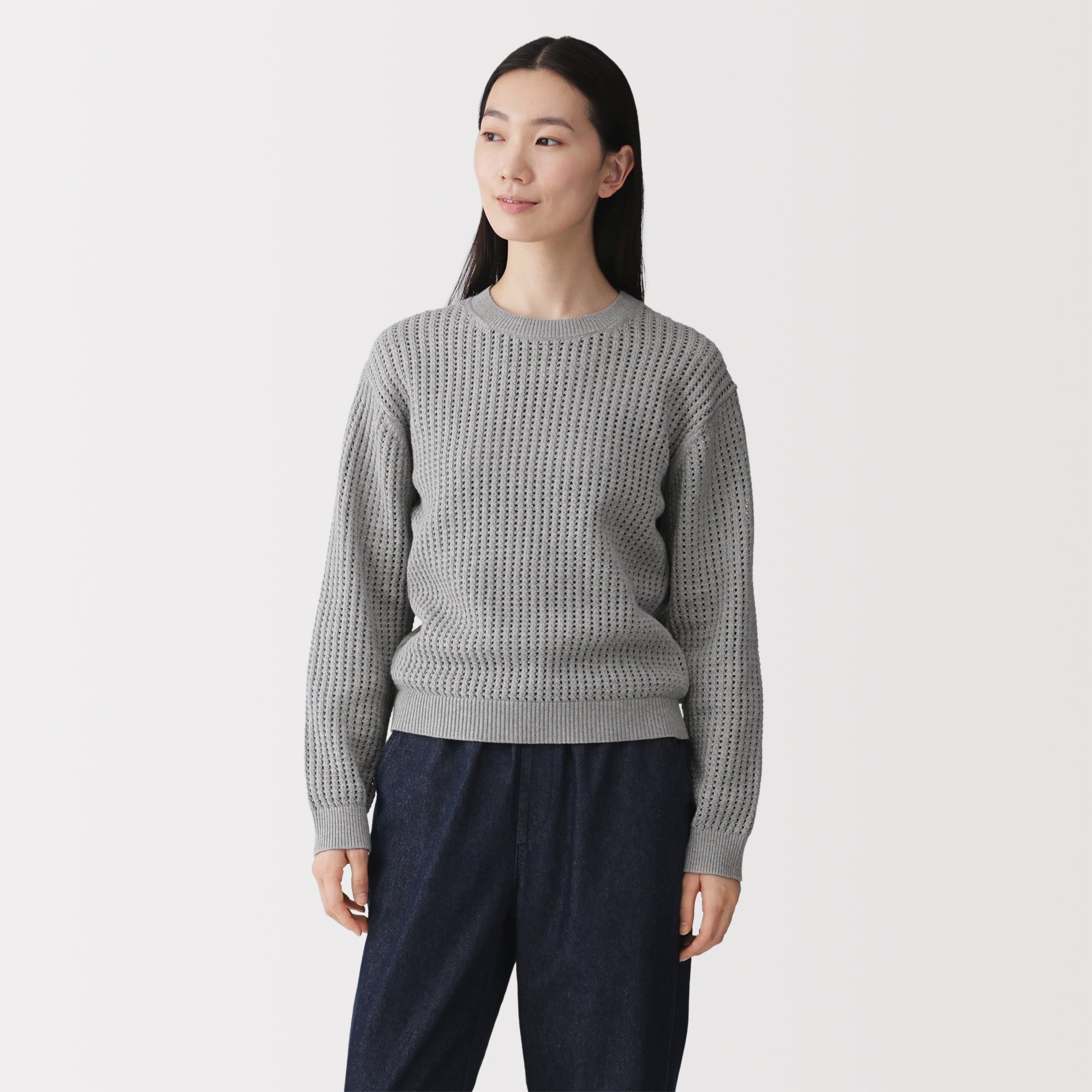 Cotton Blend Mesh Sweater