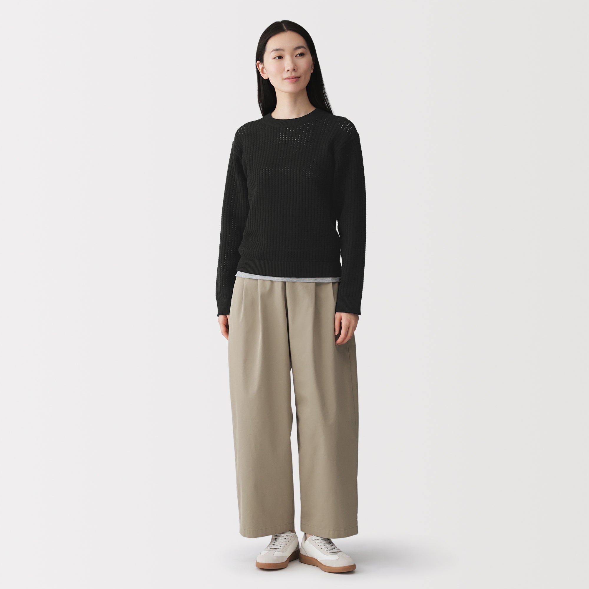 Cotton Blend Mesh Sweater