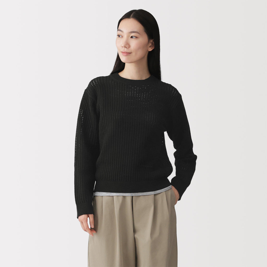 Cotton Blend Mesh Sweater