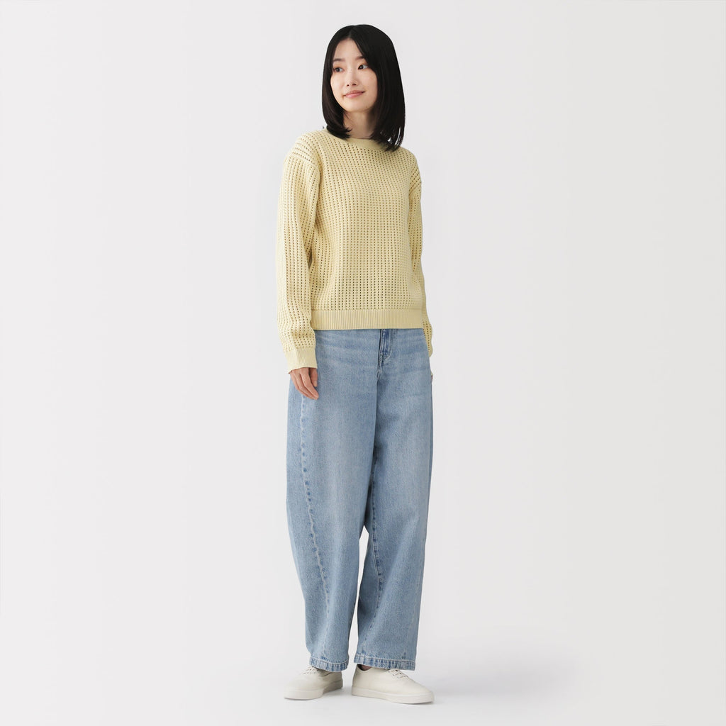 Cotton Blend Mesh Sweater