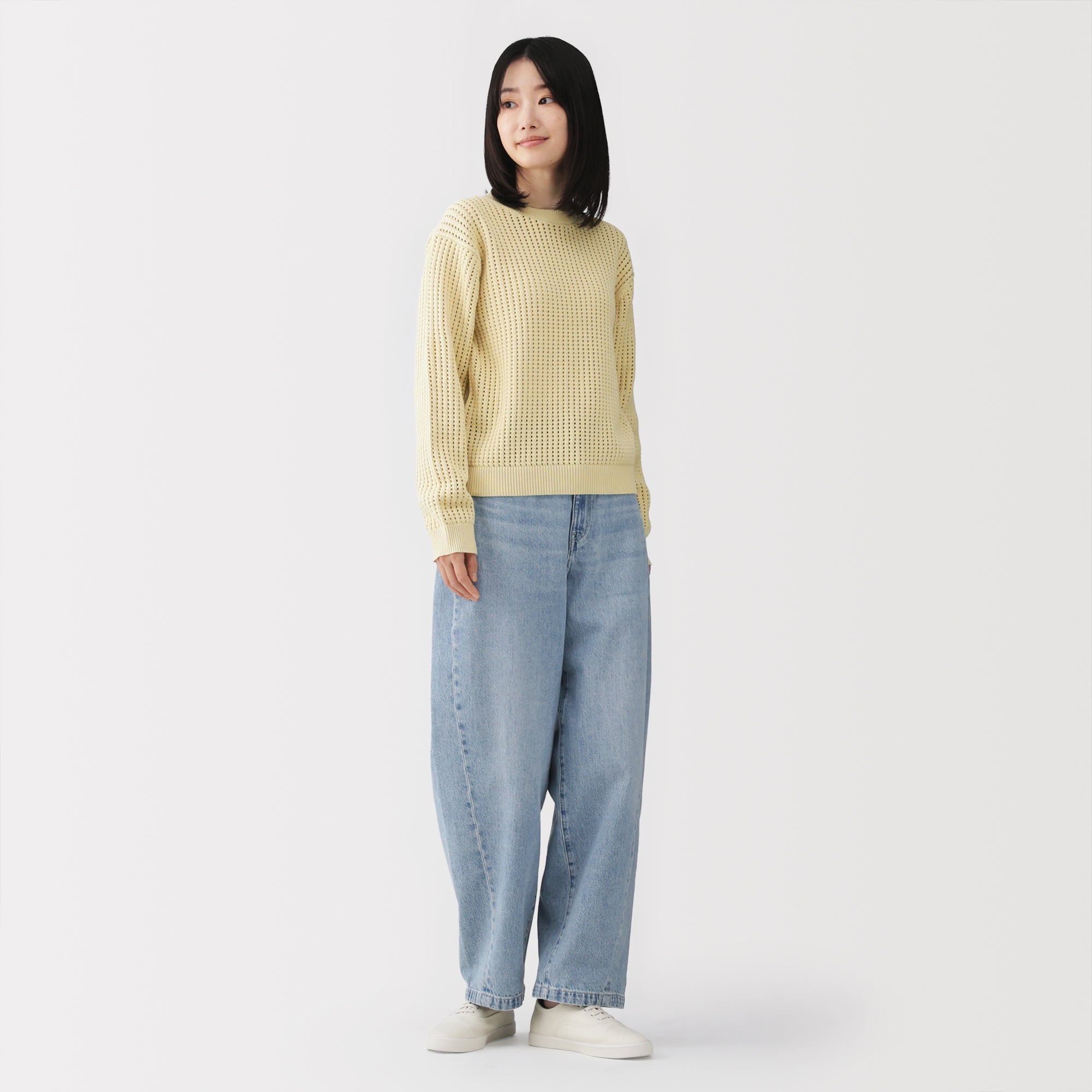 Cotton Blend Mesh Sweater