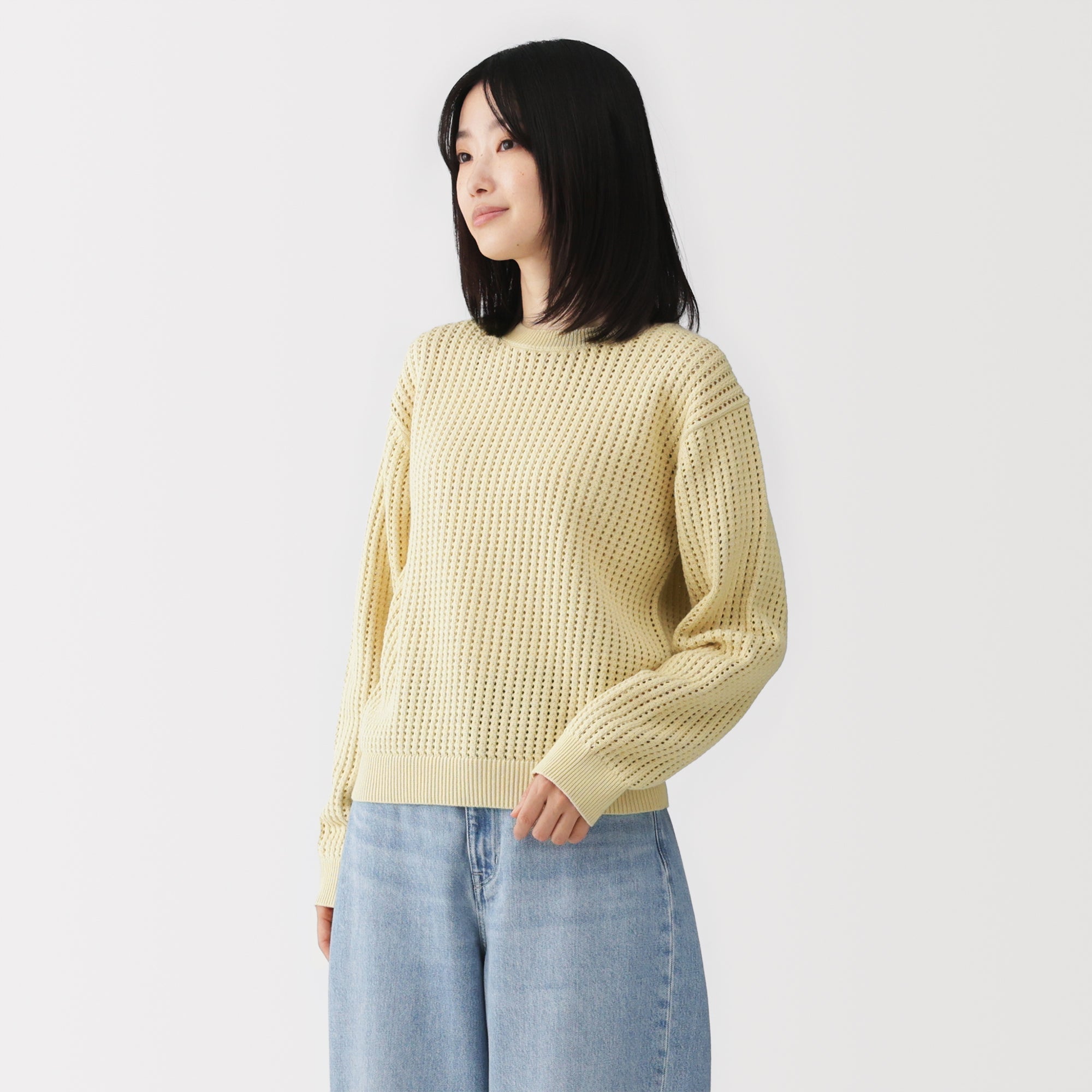 Cotton Blend Mesh Sweater