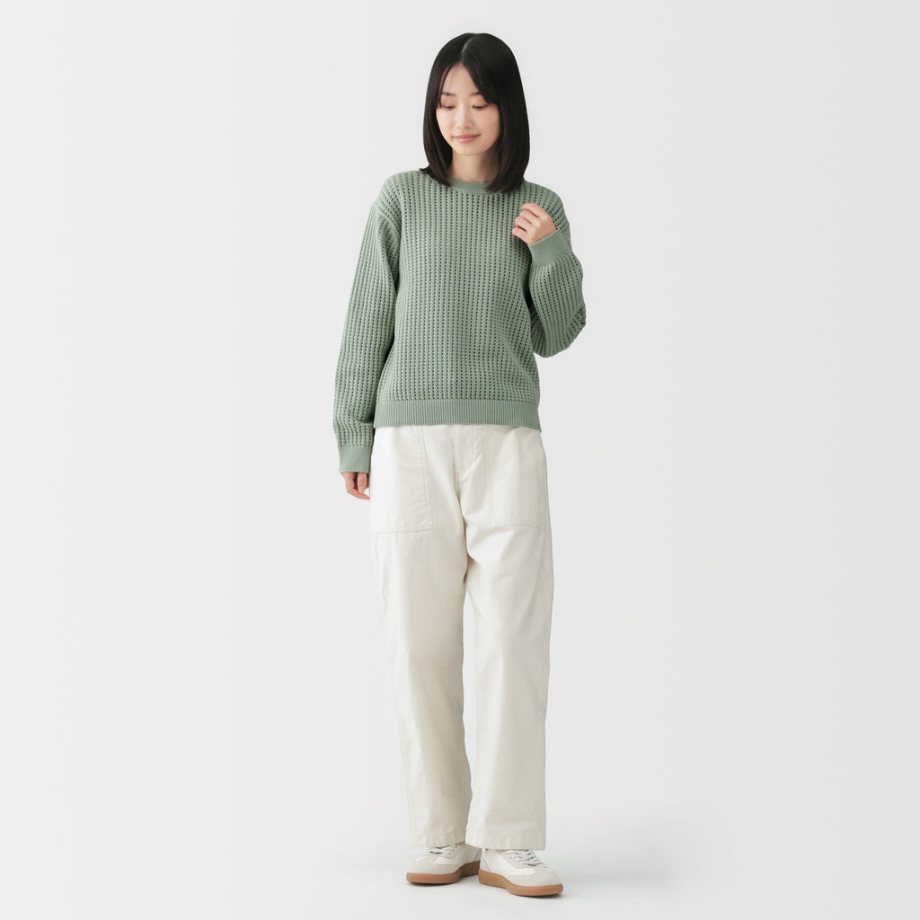 Cotton Blend Mesh Sweater