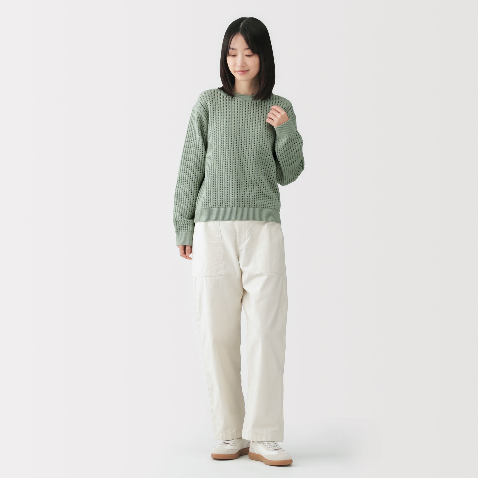 Cotton Blend Mesh Sweater