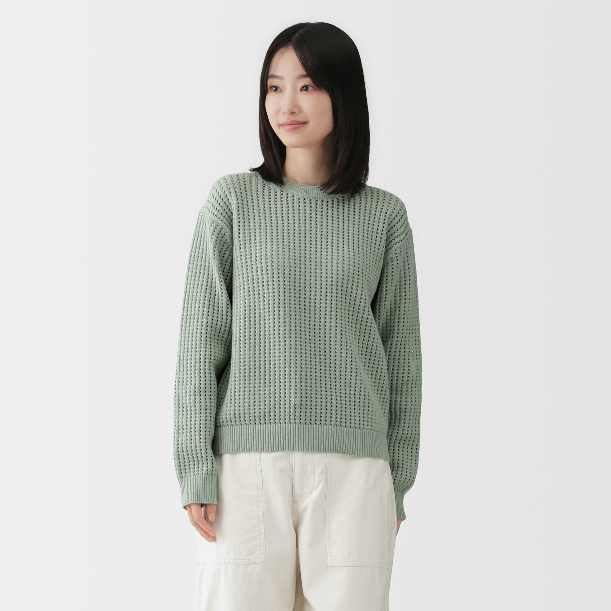 Cotton Blend Mesh Sweater