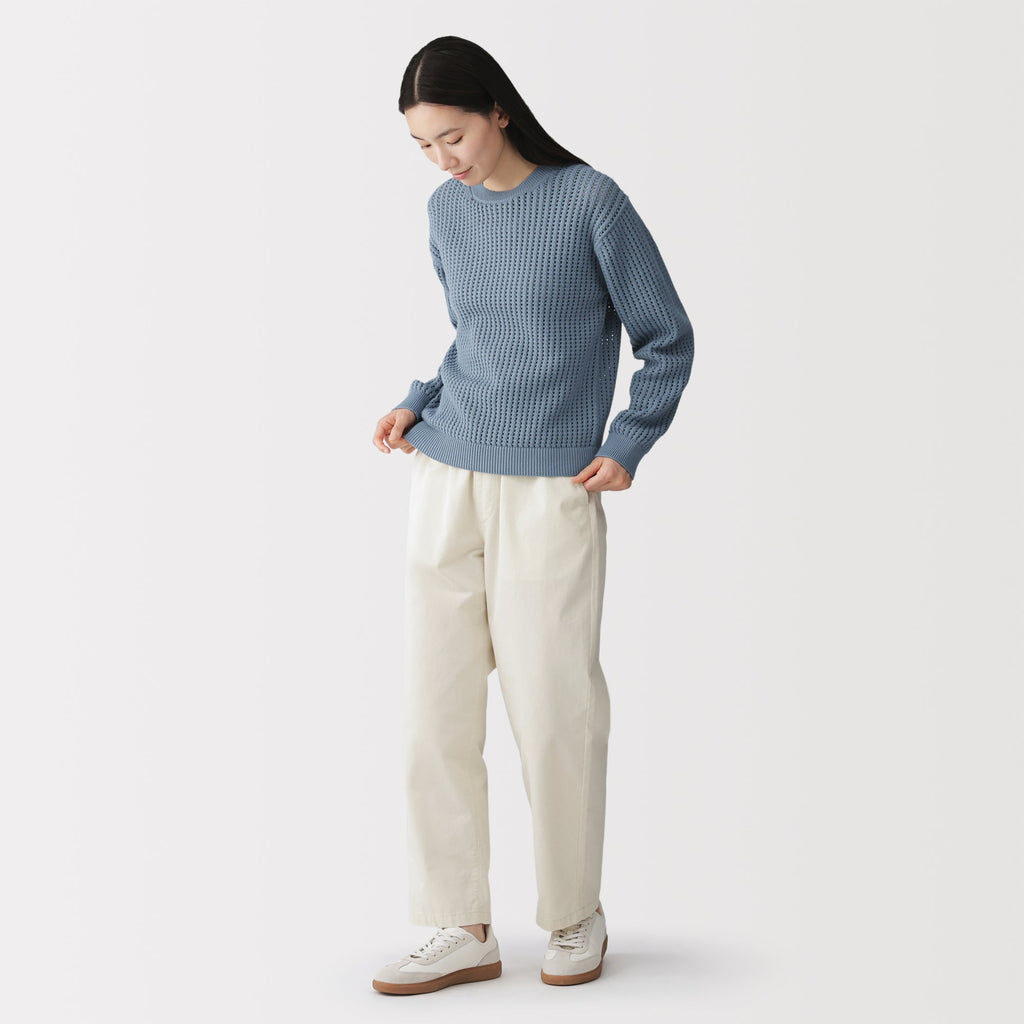 Cotton Blend Mesh Sweater