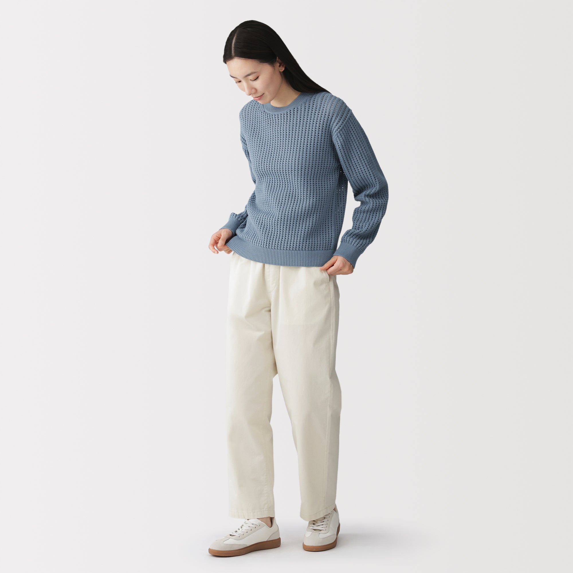 Cotton Blend Mesh Sweater