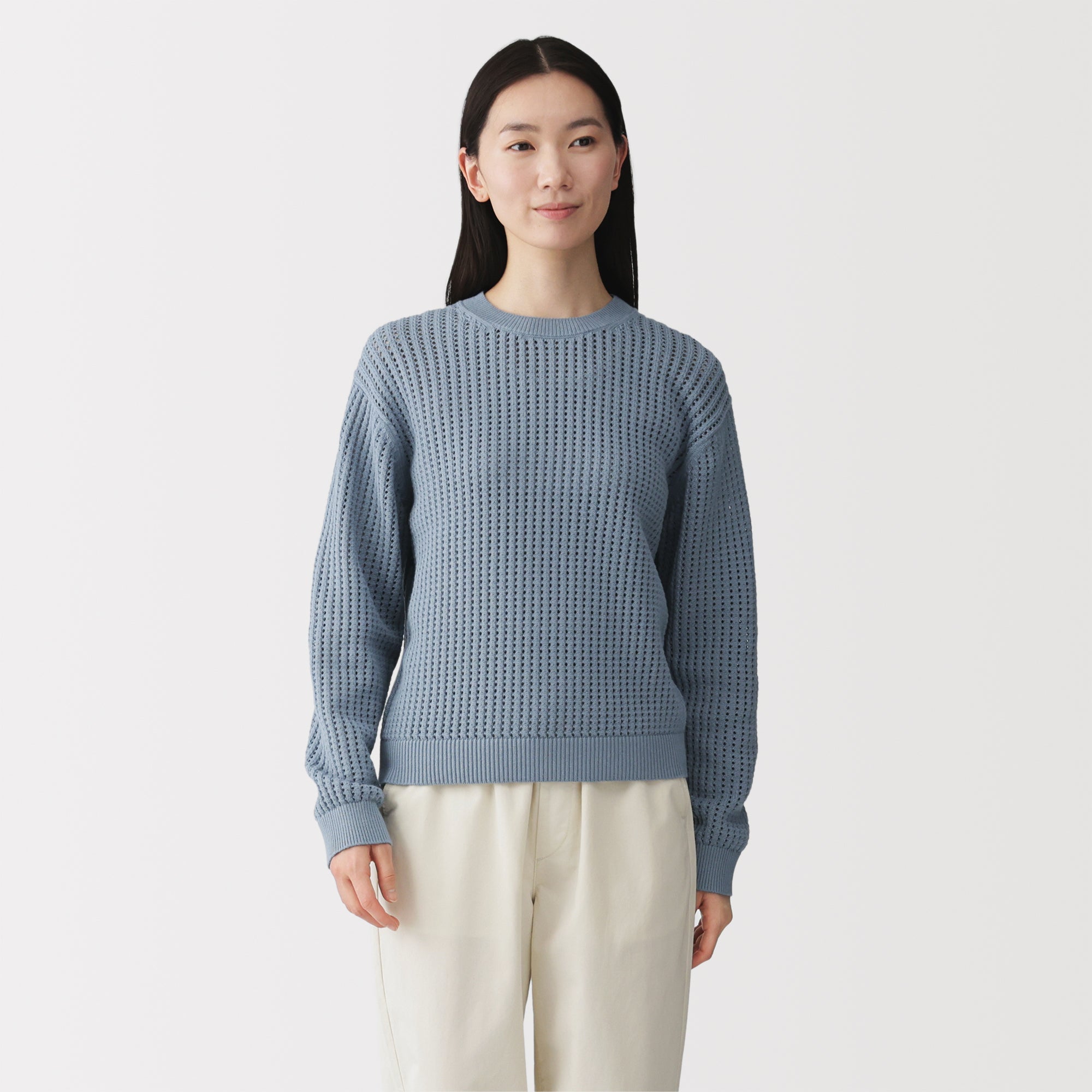 Cotton Blend Mesh Sweater