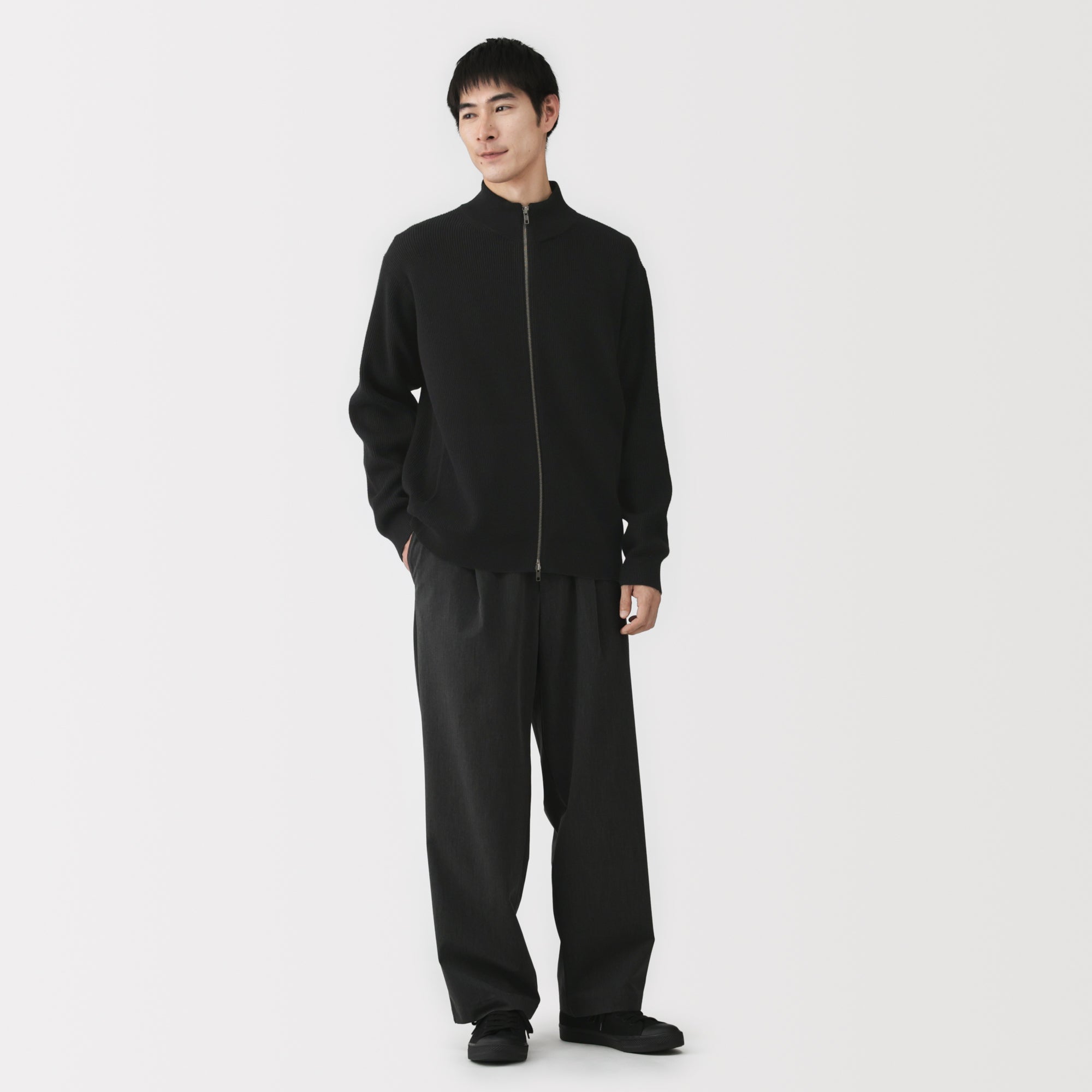 Cotton Blend Full-Zip Cardigan