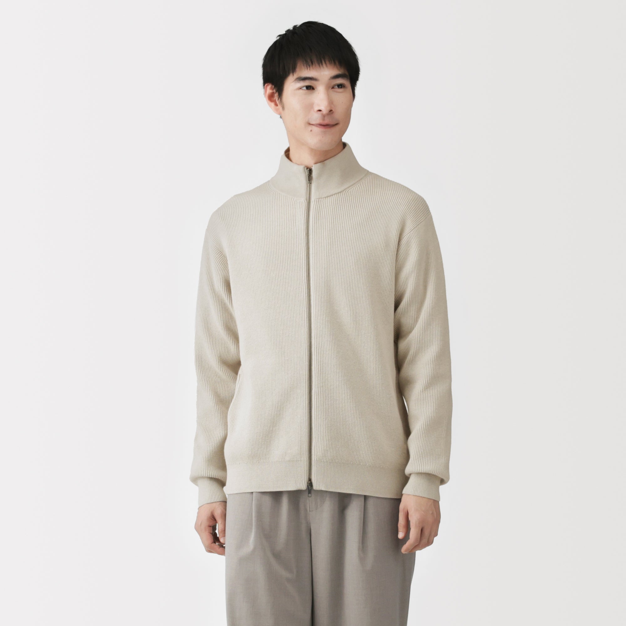 Cotton Blend Full-Zip Cardigan