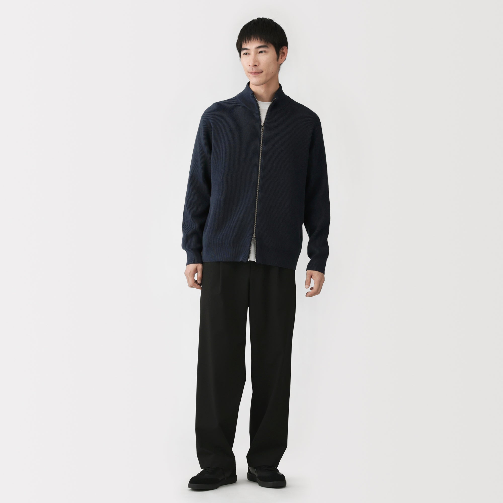 Cotton Blend Full-Zip Cardigan