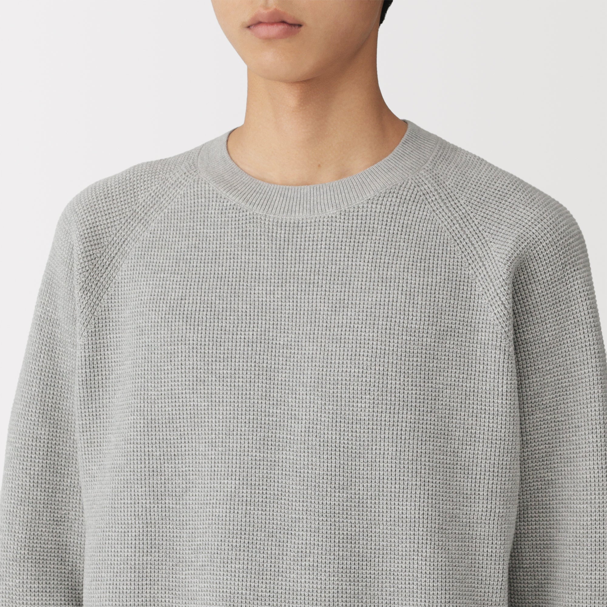 Cotton Blend Waffle Sweater