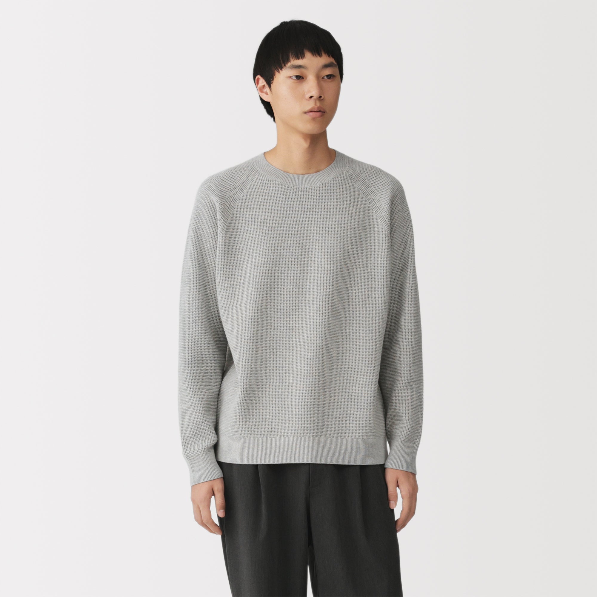 Cotton Blend Waffle Sweater