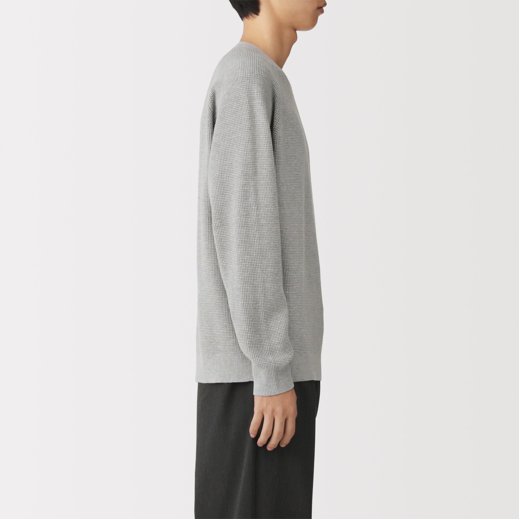 Cotton Blend Waffle Sweater
