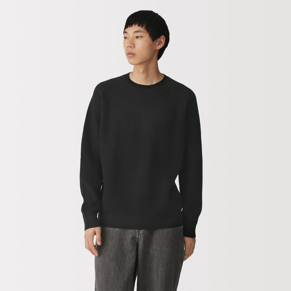 Cotton Blend Waffle Sweater