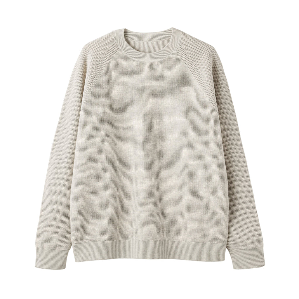 Cotton Blend Waffle Sweater