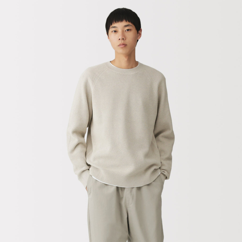 Cotton Blend Waffle Sweater