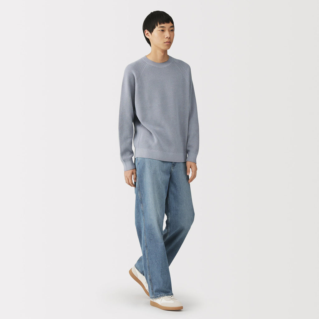 Cotton Blend Waffle Sweater