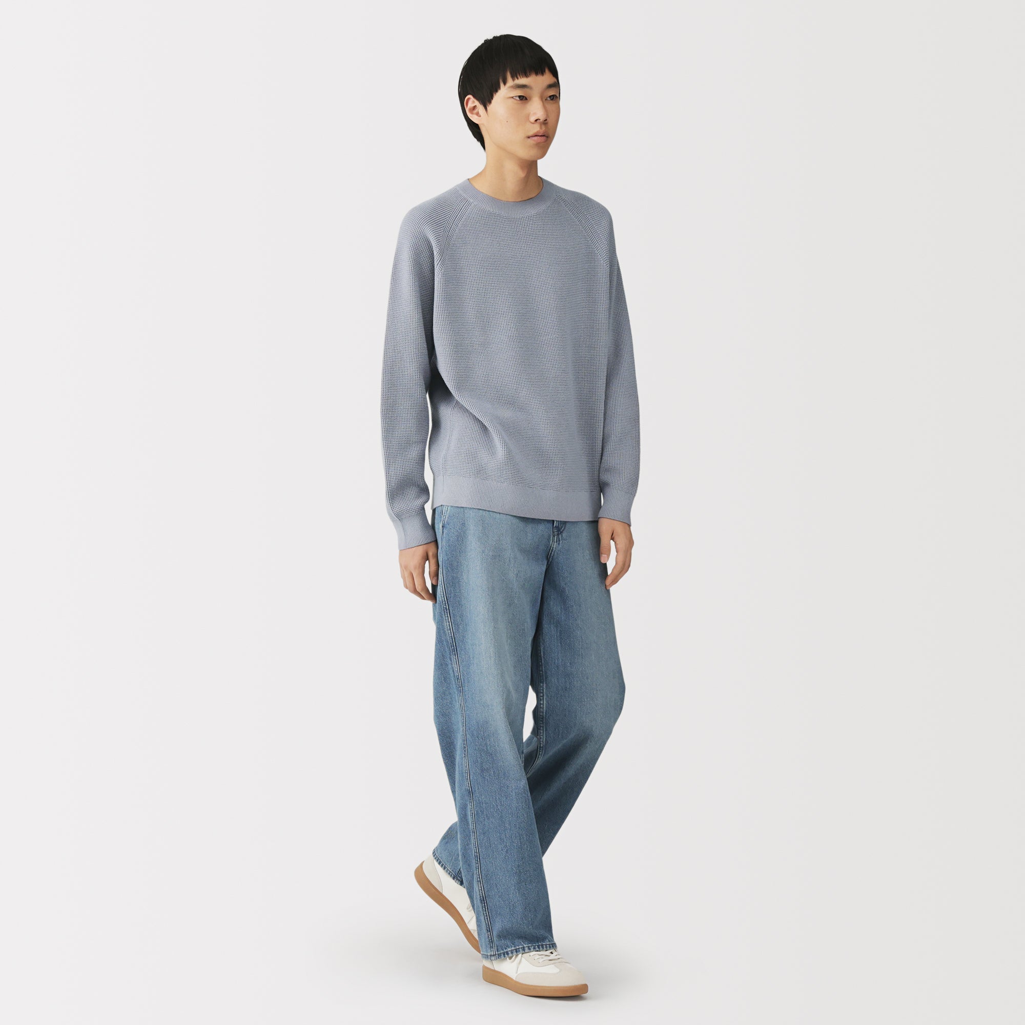Cotton Blend Waffle Sweater