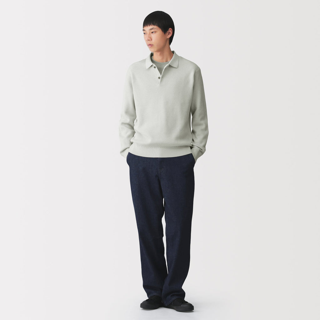 Cotton Blend Polo Sweater