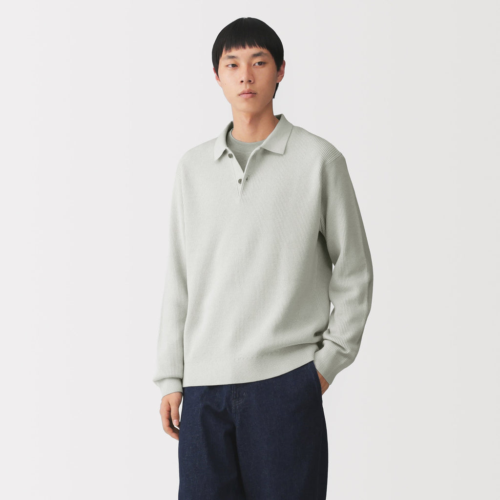 Cotton Blend Polo Sweater