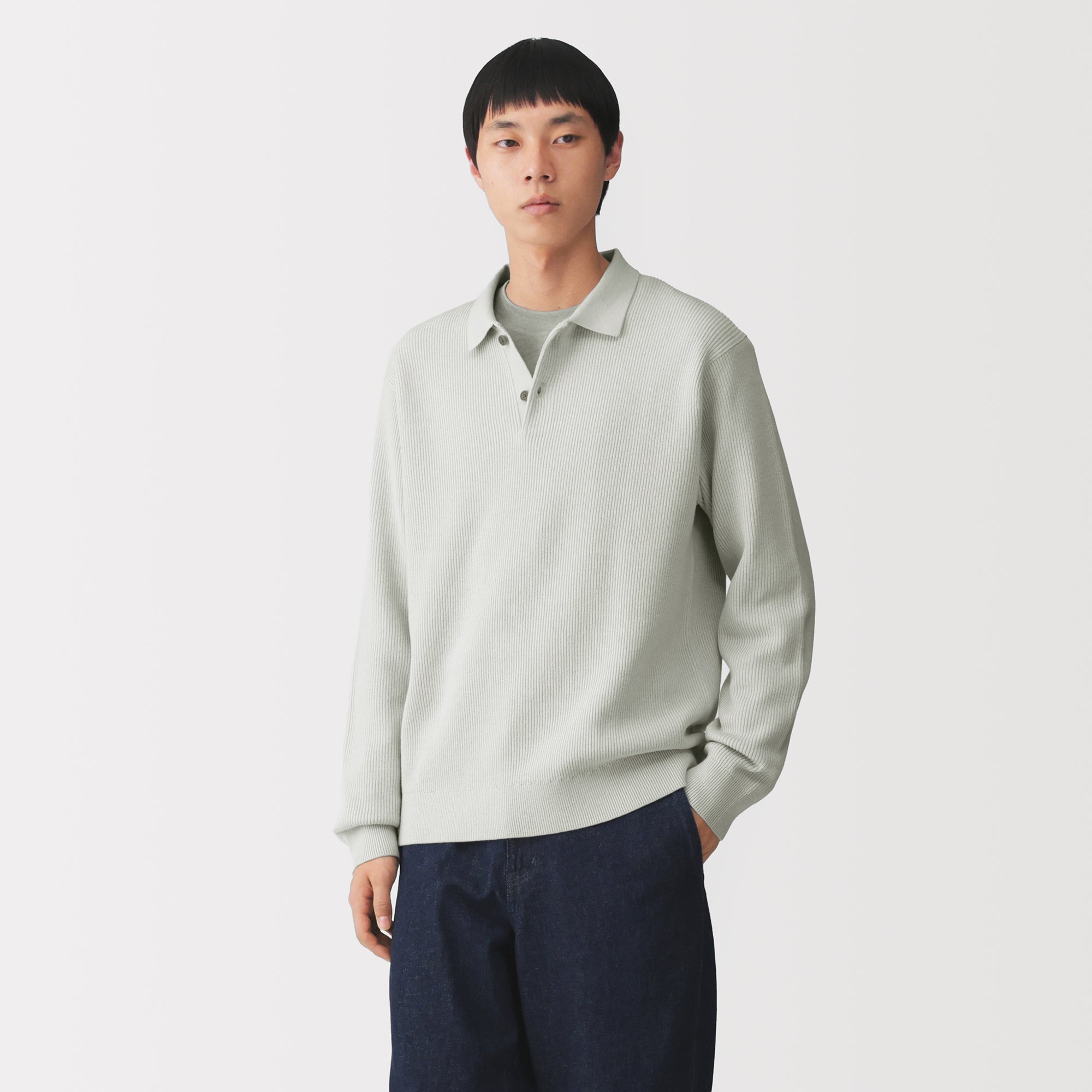 Cotton Blend Polo Sweater