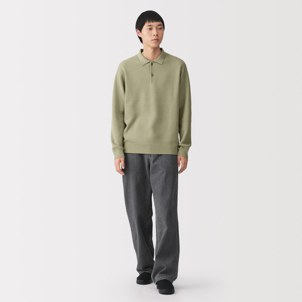 Cotton Blend Polo Sweater
