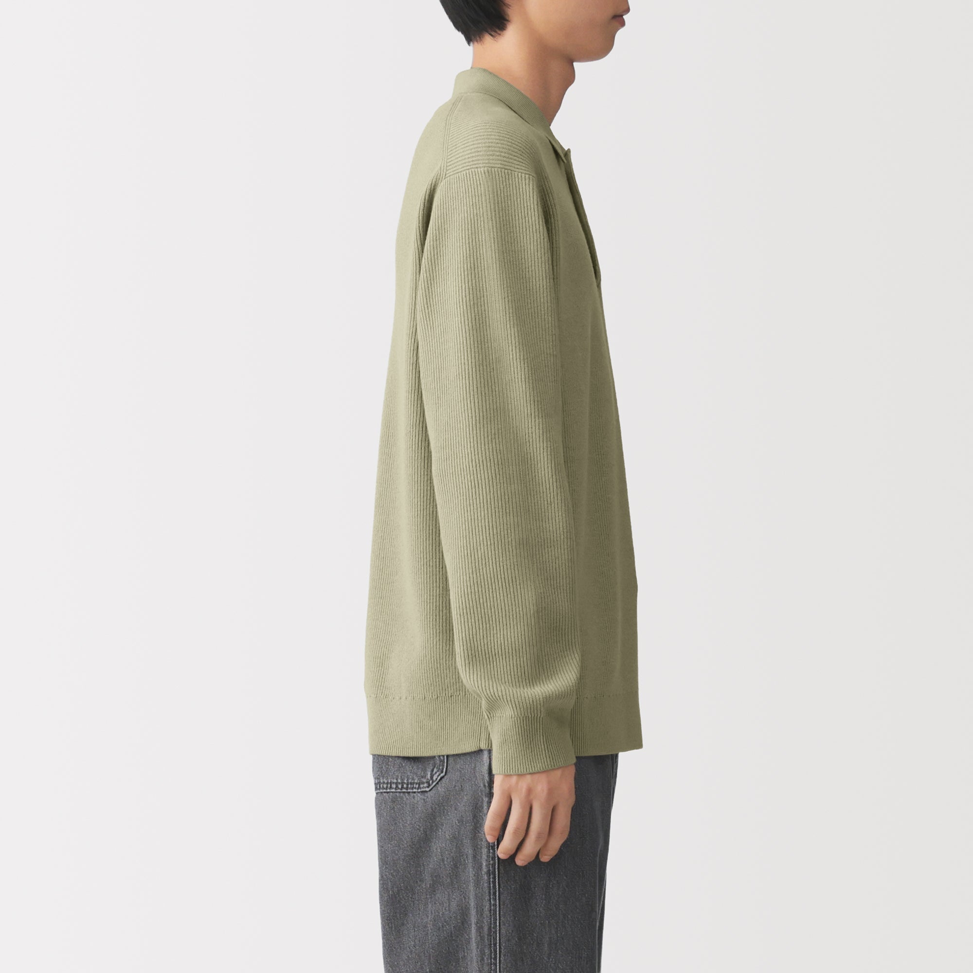 Cotton Blend Polo Sweater