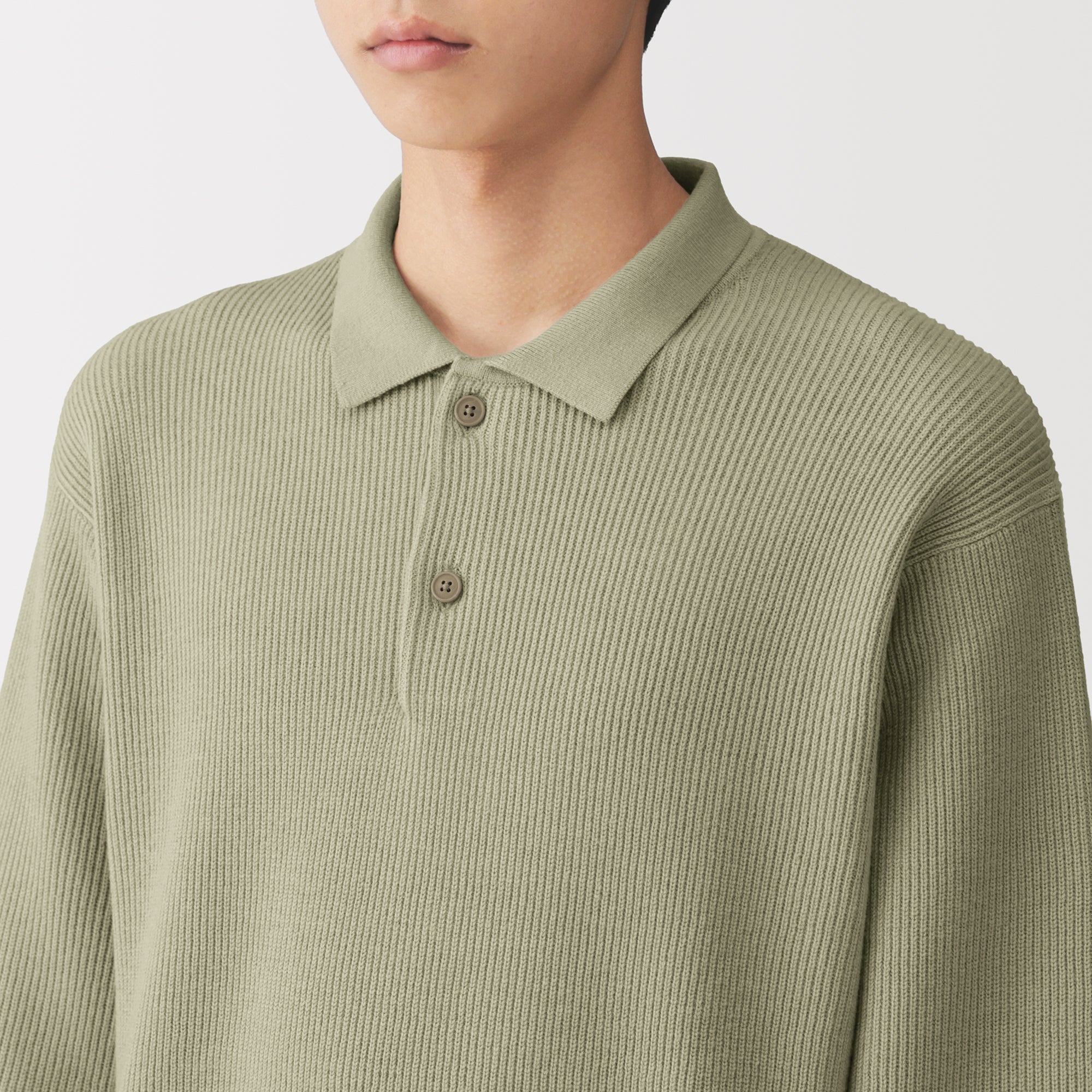Cotton Blend Polo Sweater