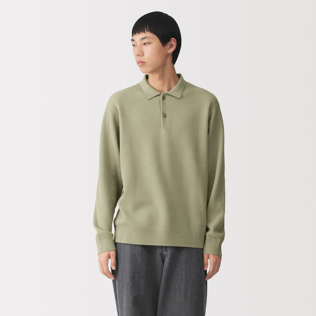 Cotton Blend Polo Sweater