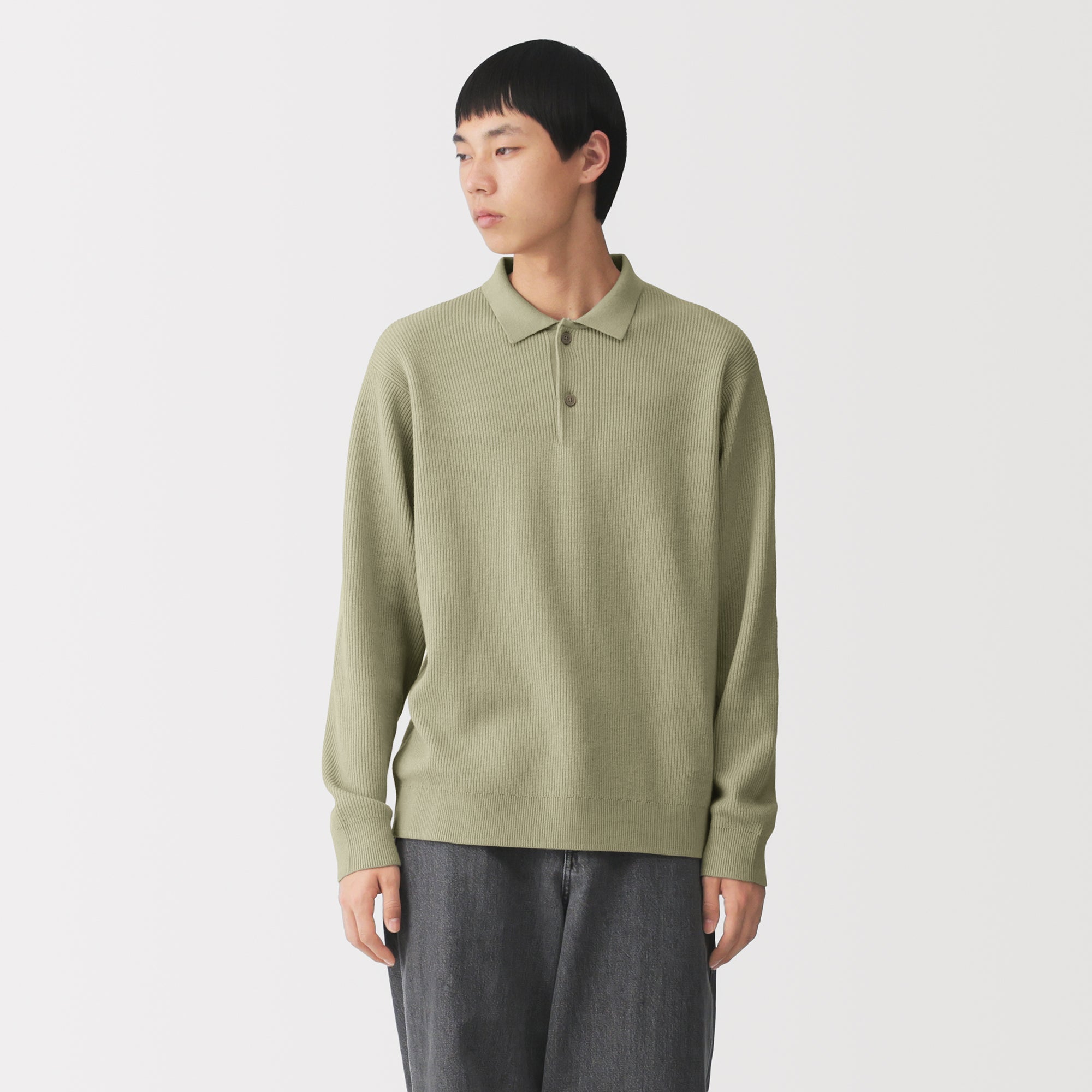 Cotton Blend Polo Sweater