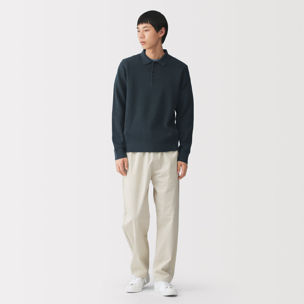 Cotton Blend Polo Sweater
