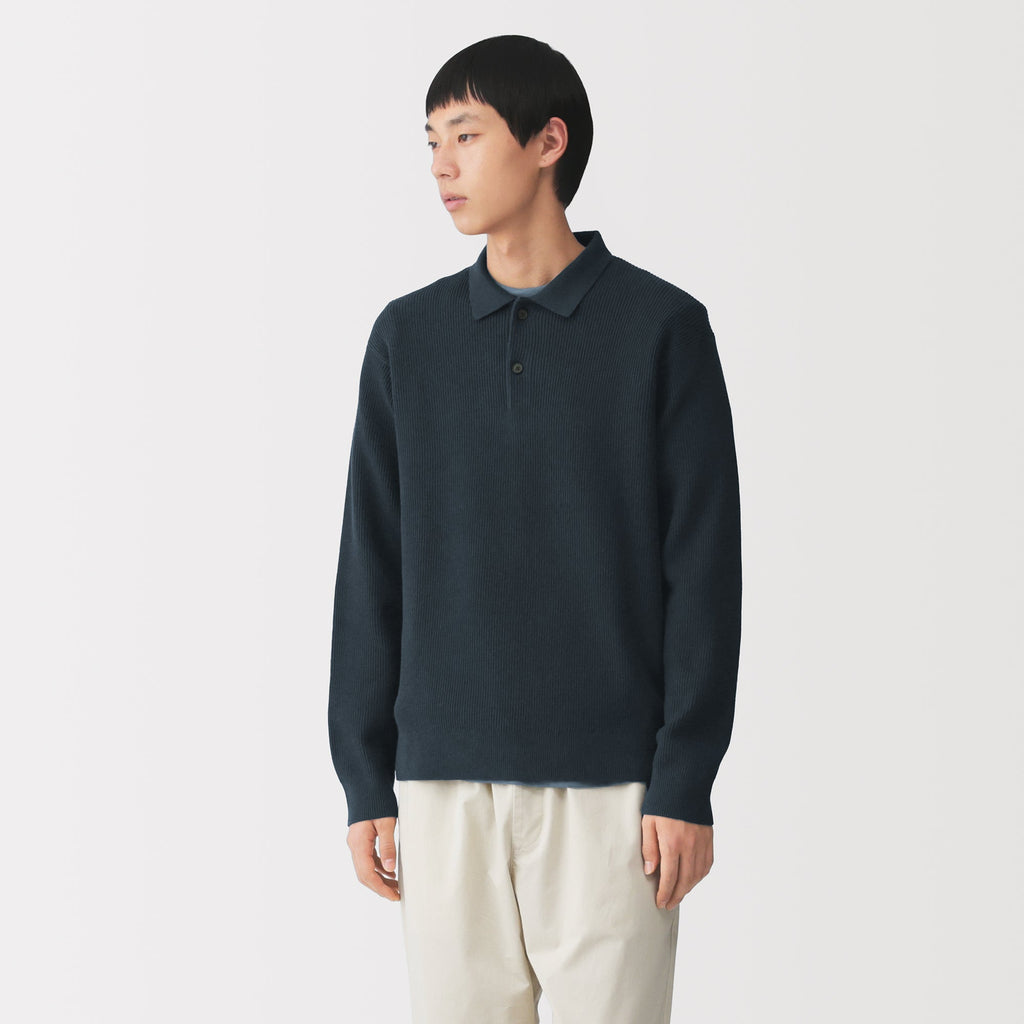 Cotton Blend Polo Sweater
