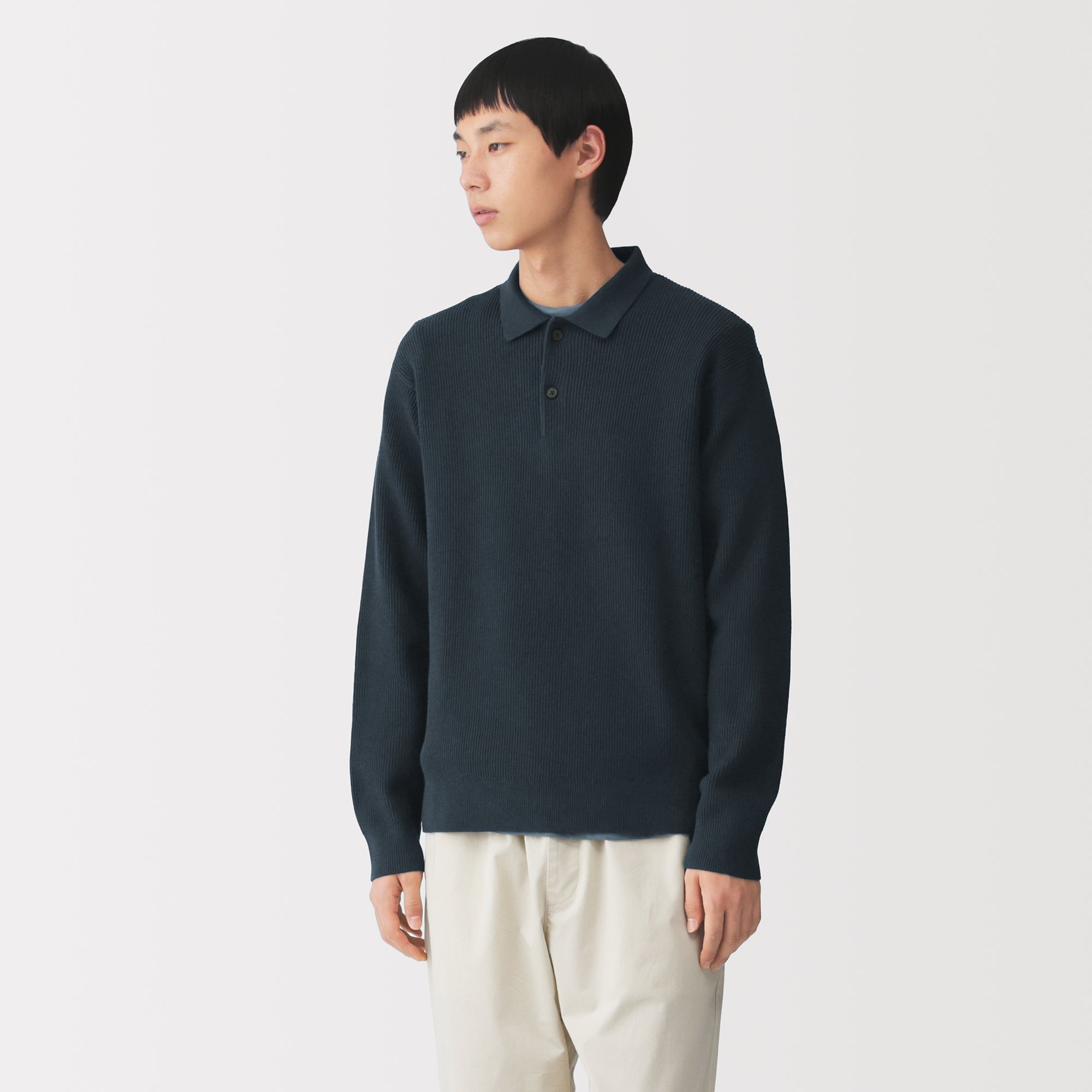 Cotton Blend Polo Sweater