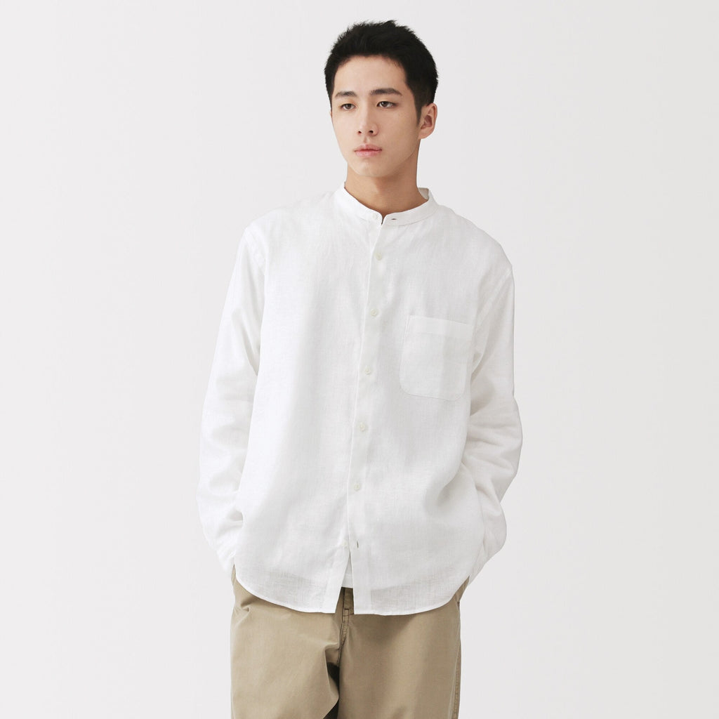 Linen Stand Collar Shirt