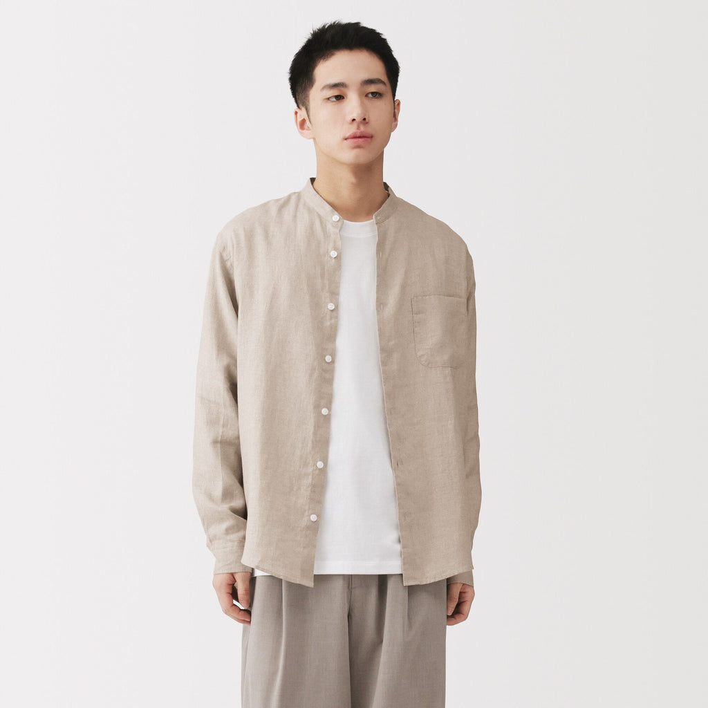Linen Stand Collar Shirt