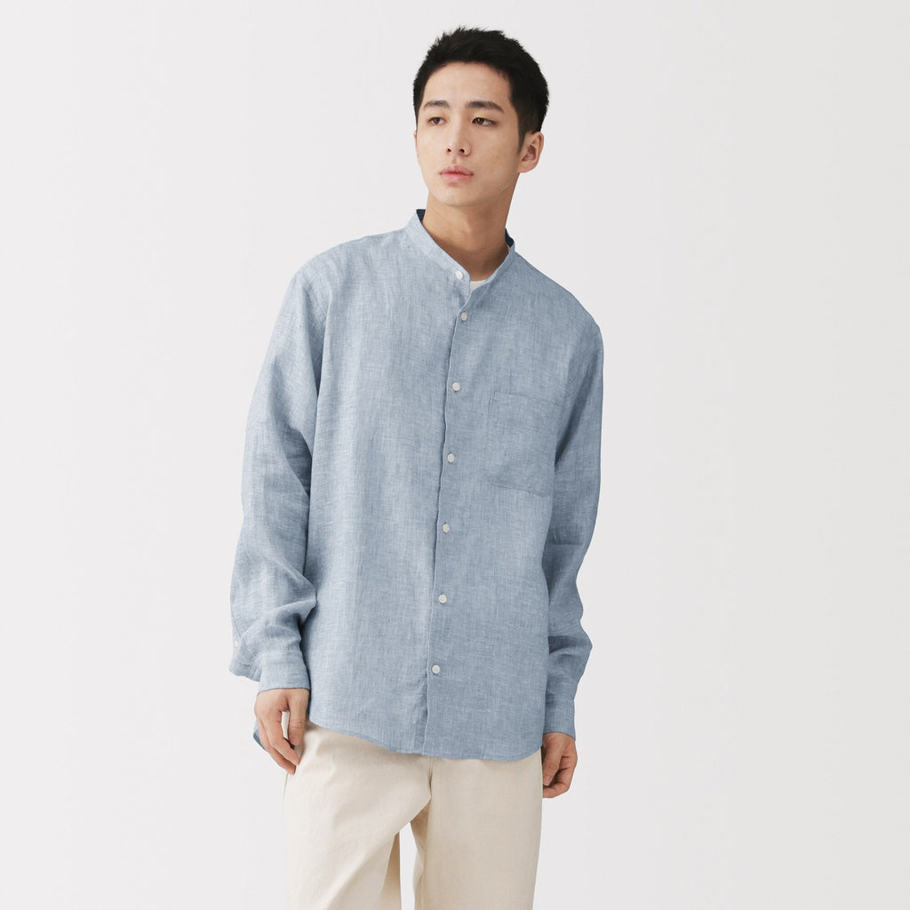 Linen Stand Collar Shirt