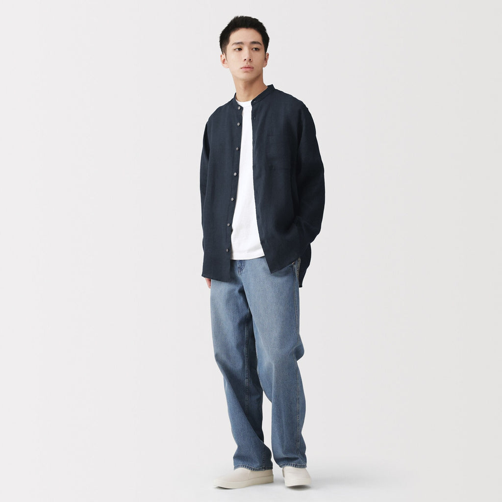 Linen Stand Collar Shirt