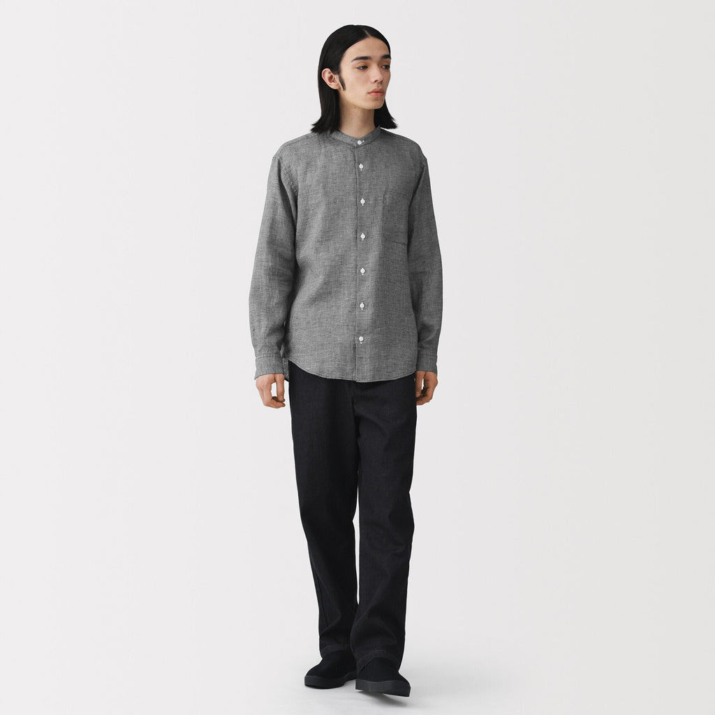 Linen Stand Collar Shirt