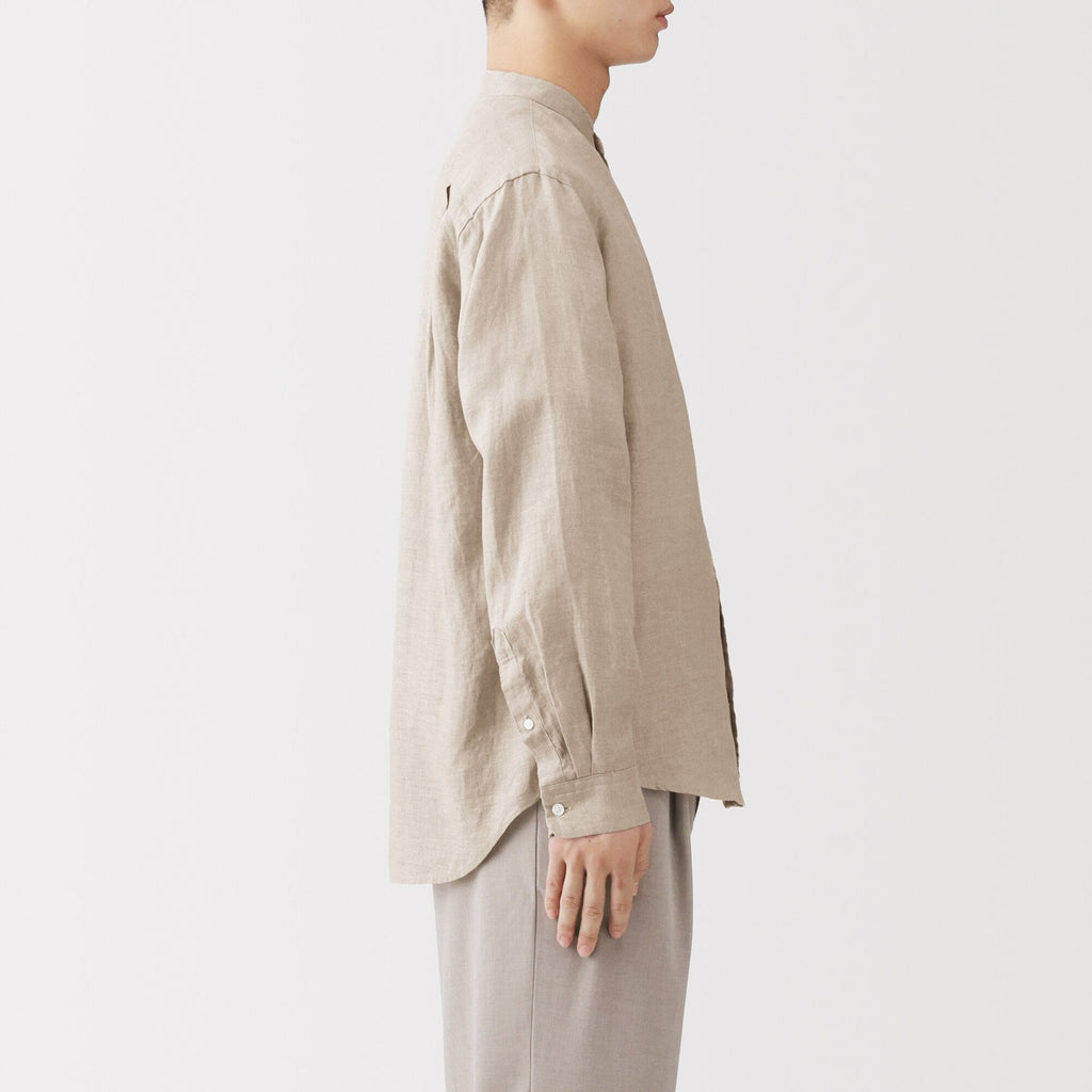 Linen Stand Collar Shirt