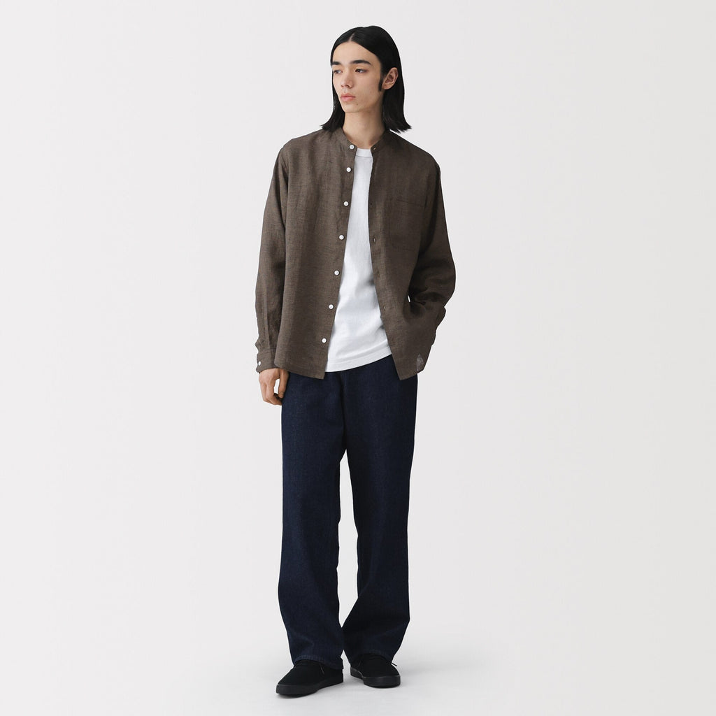 Linen Stand Collar Shirt