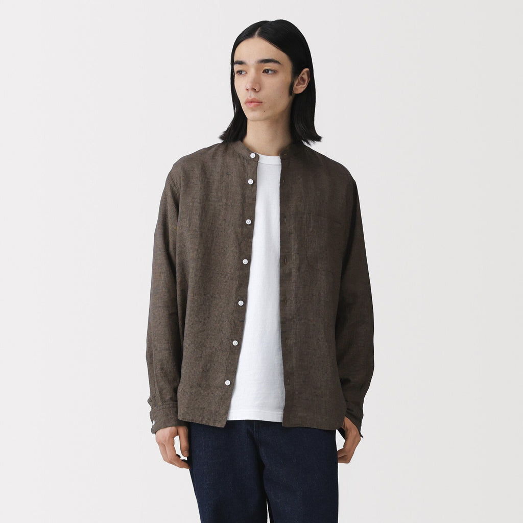 Linen Stand Collar Shirt