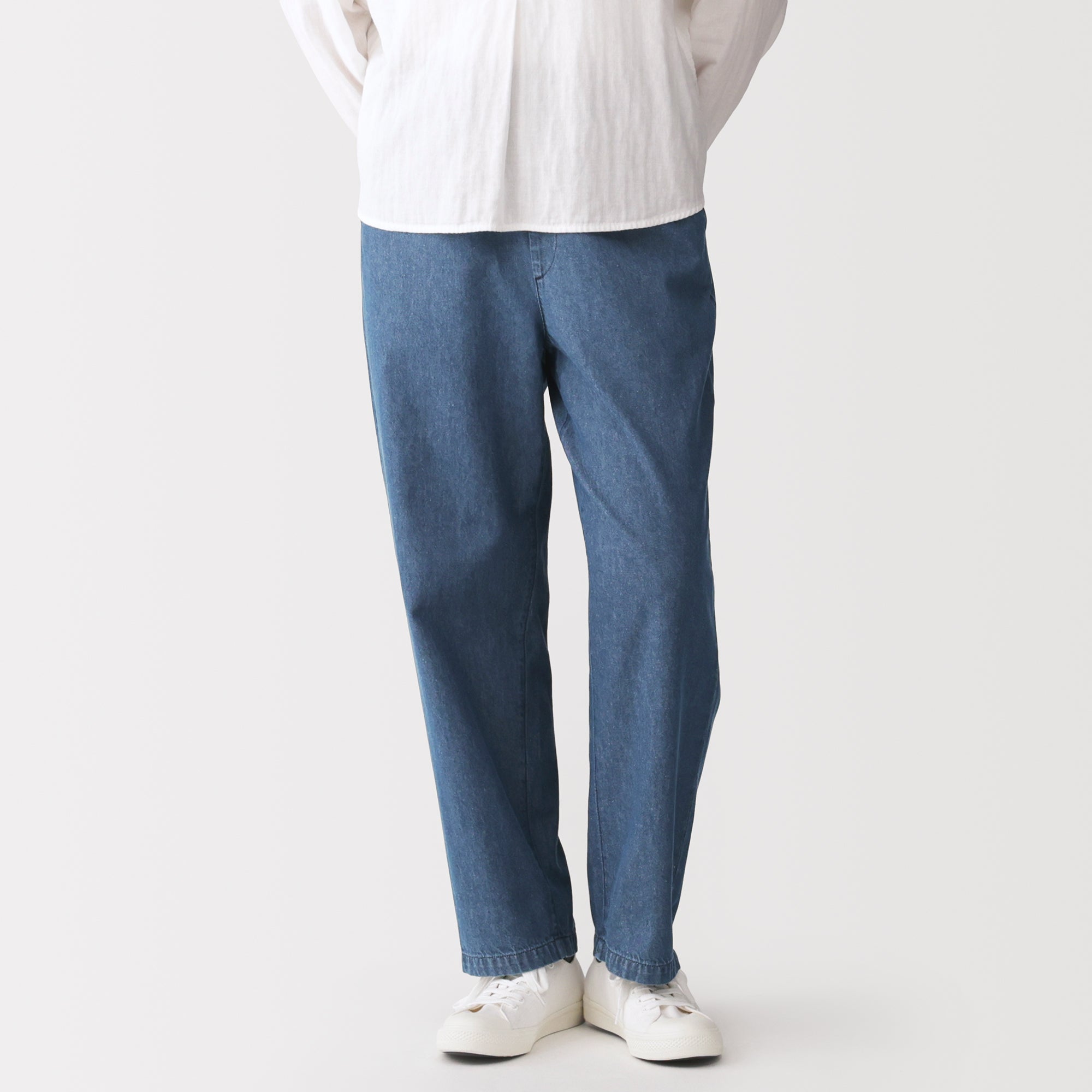 Washed Denim Easy Pants